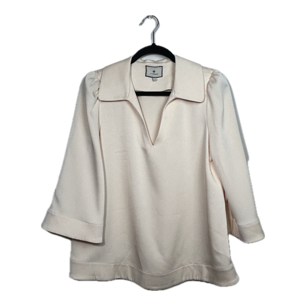 Tuckernuck Cream V-Neck Bell Sleeve Blouse Size Small - Picture 1 of 9